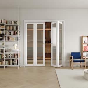 72 in x 80 in(Double Doors) Frosted Glass Single Glass Panel Bi-Fold Interior Door with MDF & Water-Proof PVC Covering