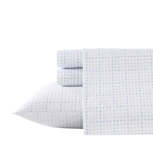 Wrangler Star Spangled 4-Piece Medium Blue Cotton Queen Sheet Set