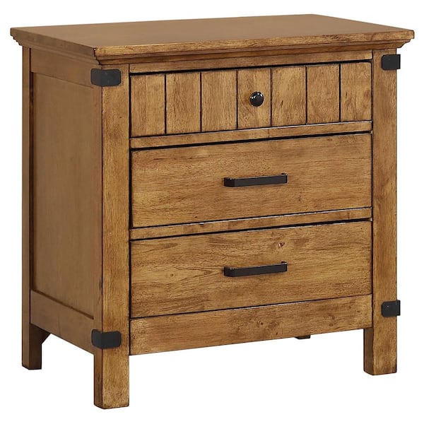Coaster Brenner Rustic Honey 3-Drawer Nightstand