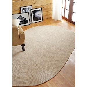 Chenille Braid Collection Dove 42" x 66" Oval 100% Polyester Reversible Solid Area Rug
