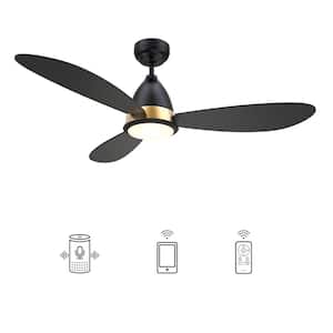 Fayette 52 in. Integrated LED Indoor/Outdoor Black Smart Ceiling Fan with Light and Remote, Works with Alexa/Google Home