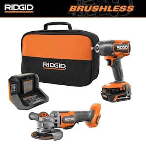 18V Brushless Cordless 2-Tool Combo Kit w/ 1/2 in. Impact Wrench, Angle Grinder, 4.0 Ah MAX Output Battery, and Charger