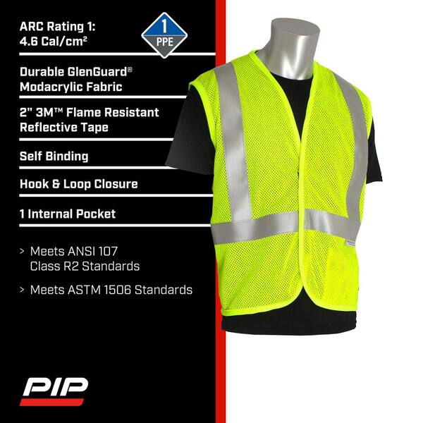 GloWear 8356FRHL Class 3 FR Hook and Loop Safety Vest with Sleeves, Modacrylic. 2XL/3XL, Lime, Ships in 1-3 Business Days