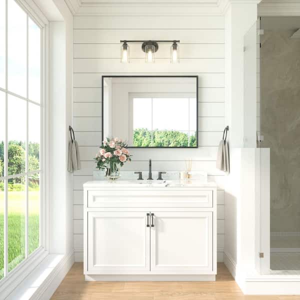 40 in. W x 30 in. H Rectangle Aluminum Framed Wall Bathroom Vanity Mirror in Black
