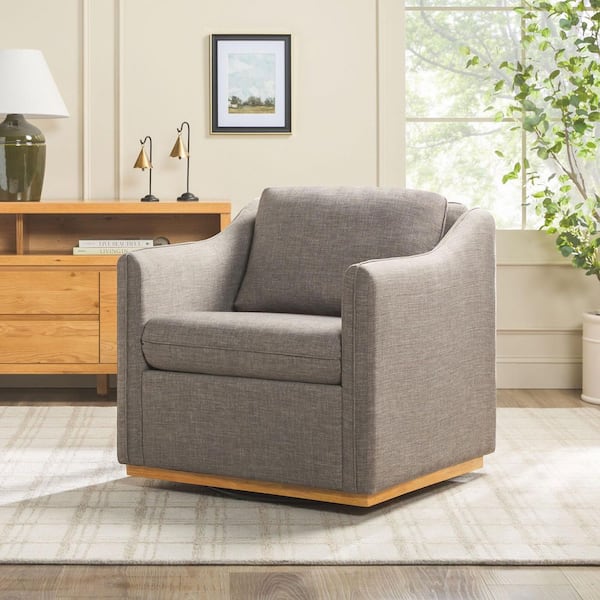 Nash Dark Grey Modern Farmhouse Swivel Linen Accent Chair