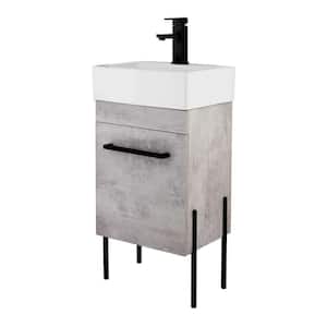 Concordia 17 in. W x 11.75 in. D x 33.50 in. H Bathroom Vanity Side Cabinet in Gray Marble with White Ceramic Top