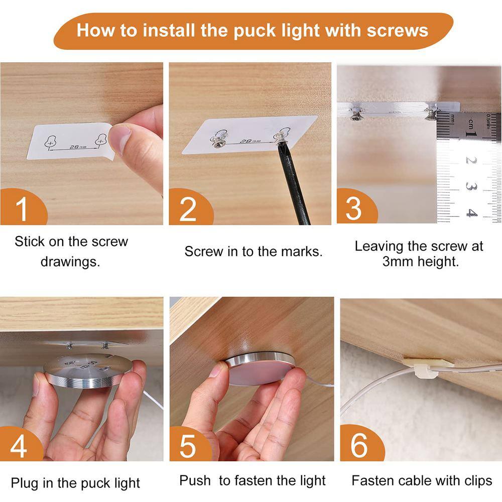 Slim Aluminum Cool White LED Under Cabinet Puck Light 2-Pack