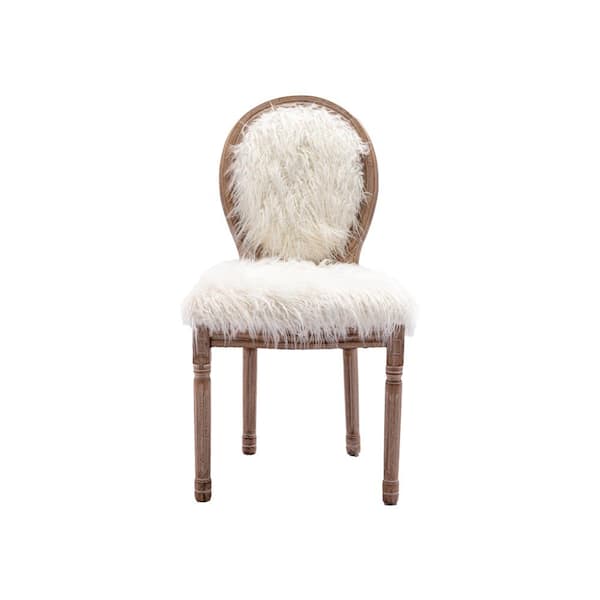 ATHMILE White faux fur Dining Chairs (Set of 2)