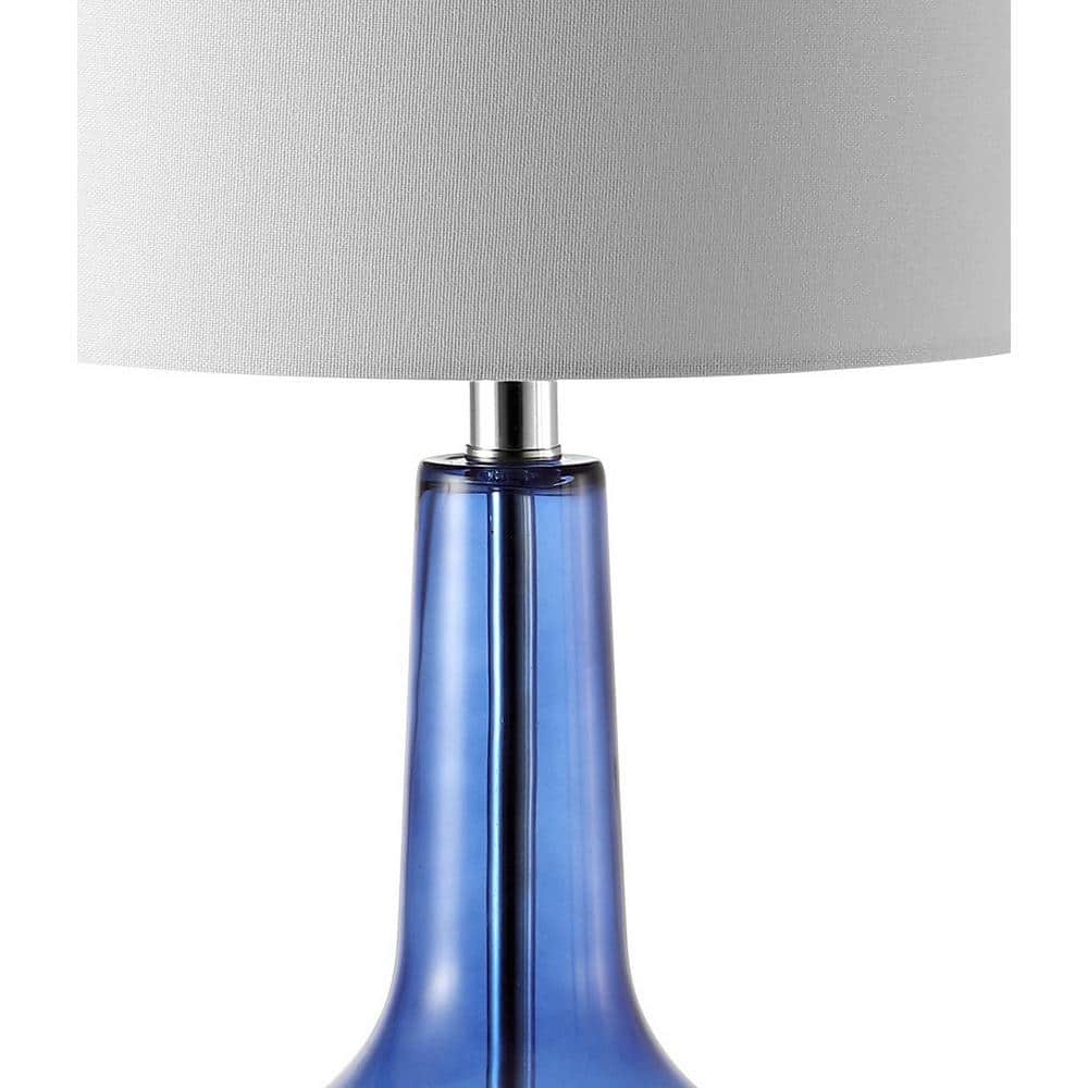 Velor Blue Glass 24-inch Table Lamp Set with White Shade