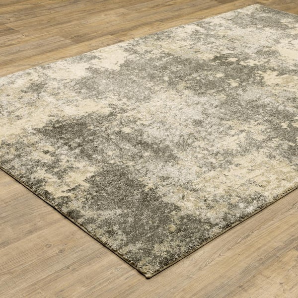 Asbury Gray/Beige 4 ft. x 6 ft. Contemporary Abstract Polypropylene Indoor Area Rug