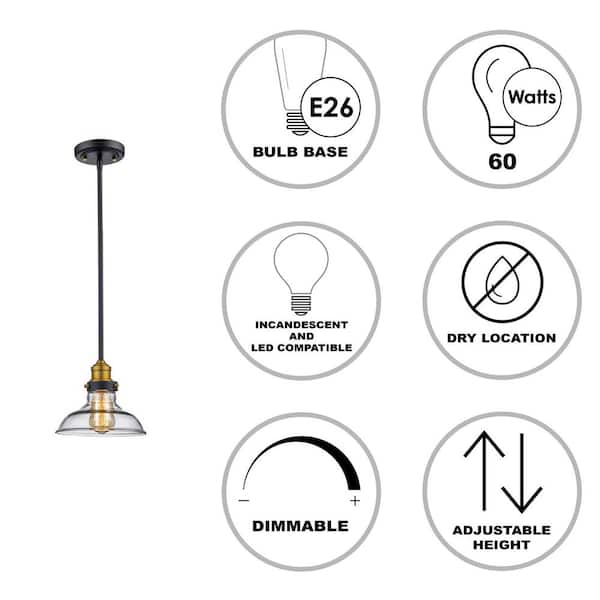 Jackson 1-Light Rubbed Oil Bronze Mini Pendant Light Fixture with Clear Glass Shade