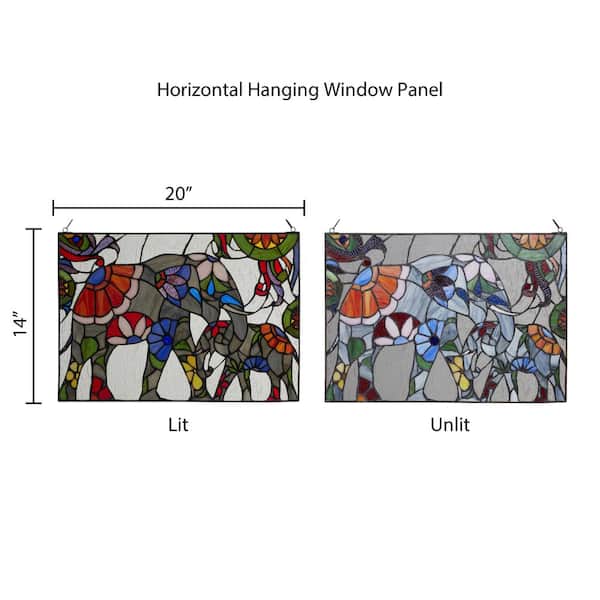 River of Goods Elephant Family Stained Glass Window Panel in River of Goods Elephant Family Stained Glass Window Panel in