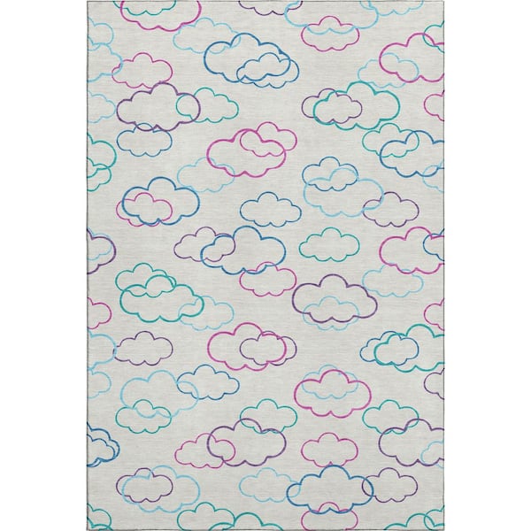 Mayfield Premium Machine Washable Abstract AMF2508 Ivory 9 ft. x 12 ft. Area Rug