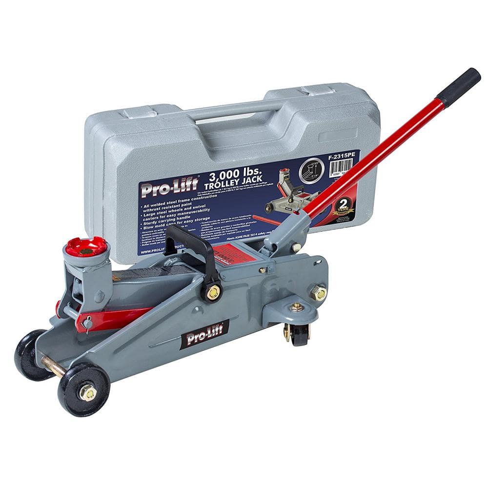 Pro-Lift 3000 lbs. Capacity Grey Hydraulic Trolley Jack Car Lift with Blow  Molded Case F-2315PE