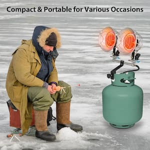 30,000 BTU Dual Head Tank Top Outdoor Heater with Adjustable Heat Settings