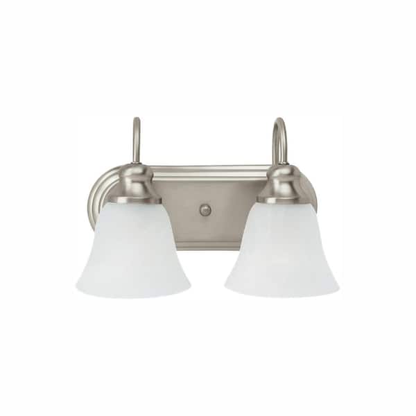 Generation Lighting Windgate 2-Light Brushed Nickel Bath Light with LED Bulbs