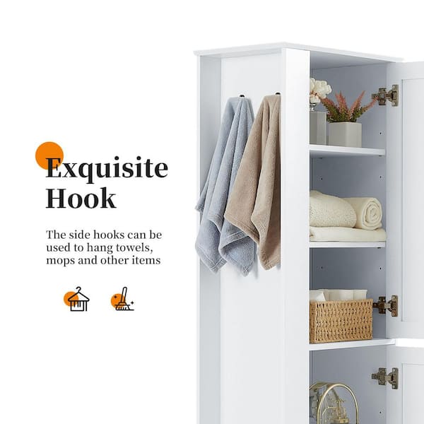 Harper & Bright Designs White 68 in. H Storage Cabinet with 2