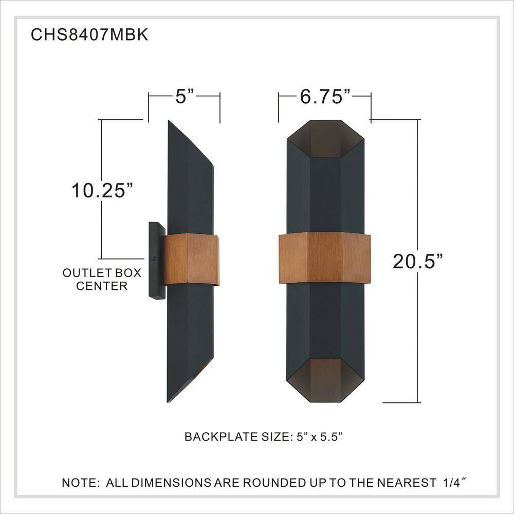 Modern Geometric 20.5" LED Outdoor Lantern in Matte Black