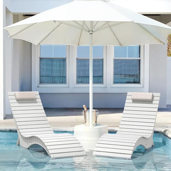Hotormer Sirena White HDPS Plastic Stackable Outdoor Chaise