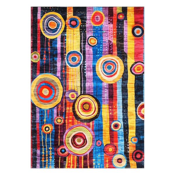 Garvee Modern Colorful 8 ft.x10 ft. Abstract Printed Rug Living Room Decorative Rug Washable Rug Anti-fouling Non-Slip Area Rug