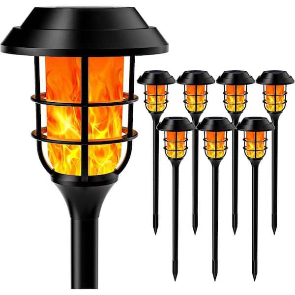8-Pack Solar Torch Light Flickering Flame Waterproof Outdoor Garden Pathway Decor
