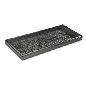 Double Circles Dark Zinc Gray 30 in. x 13 in. Boot Tray for Boots, Shoes, Plants, Pet Bowls and More