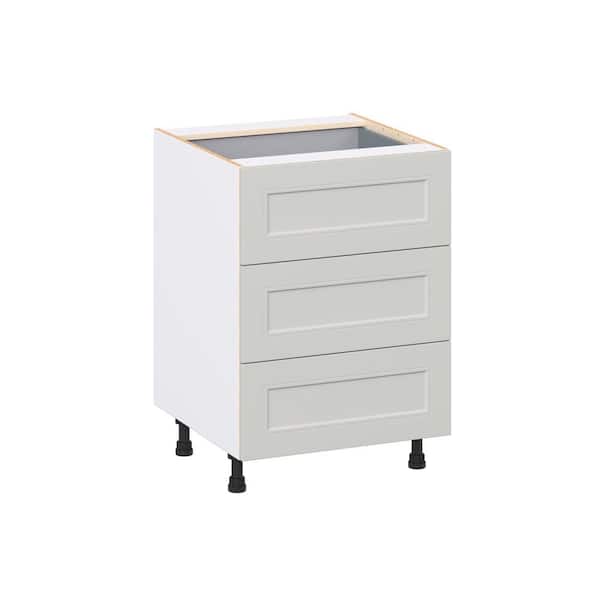 Galveston 24 in. W x 24 in. D x 34.5 in. H Assembled Shaker Drawer Base Kitchen Cabinet in Light Grey with 4-Drawers
