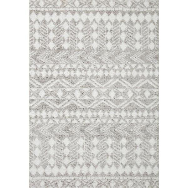 Bliss Micro Shag Ash Grey/White 5 ft. 3 in. x 7 ft. 6 in. Modern Area Rug
