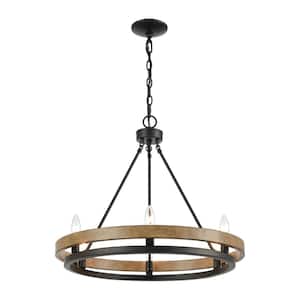 Newland 24 in. W 6-Light Matte Black Chandelier with No Shades