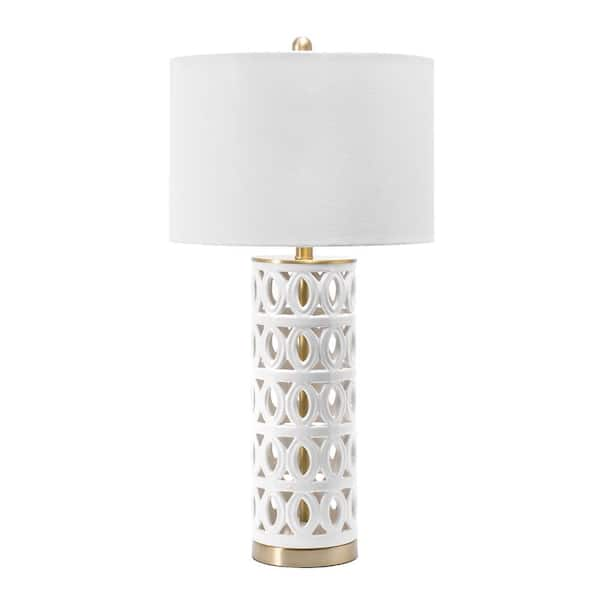 nuLOOM Emerson 31 in. Cream Ceramic Contemporary Table Lamp with Shade ...