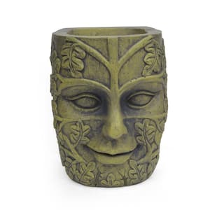 Carlotta 11.75 in. W x 14.25 in. H Antique Green Lightweight Concrete Garden Urn Planter