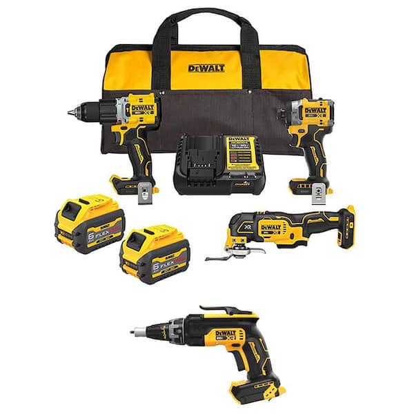 20V Max Lithium-Ion Cordless 3-Tool Combo Kit and XR Brushless Screw Gun with (2) Flexvolt 6.0 Ah Batteries and Charger
