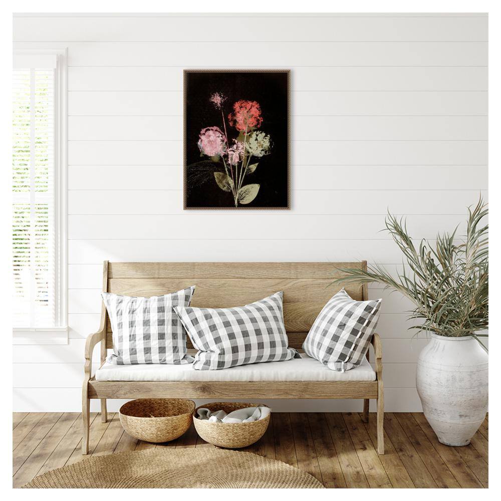 Large Beaded Framed Abstract Floral Canvas Wall Art