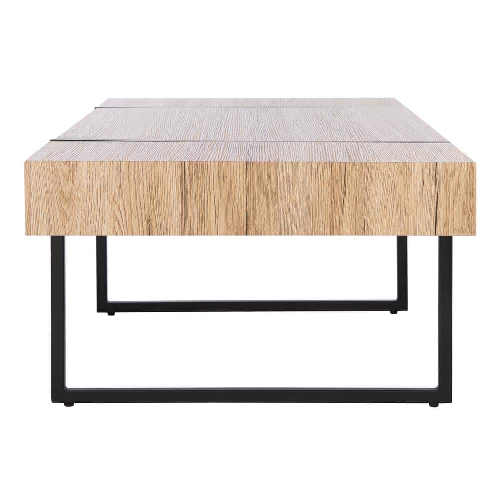 Tristan Natural Black 48" Rectangular Wood Metal Coffee Table