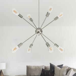 8-Light Chrome Sputnik Modern Chandeliers Minimalist Vintage Industrial Pendant Light for Bedroom,Kitchen,Island