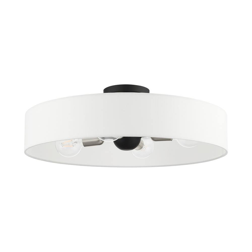 Elegant Black and Brushed Nickel 4-Light Drum Semi-Flush Mount