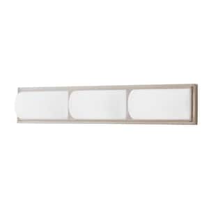 Bingham 24.02 in. 1-Light Brushed Nickel Integrated LED Bathroom Vanity Light Bar with Frosted Acrylic Shade