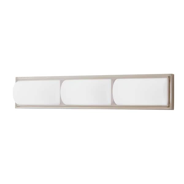 Bingham 24.02 in. 1-Light Brushed Nickel Integrated LED Bathroom Vanity Light Bar with Frosted Acrylic Shade