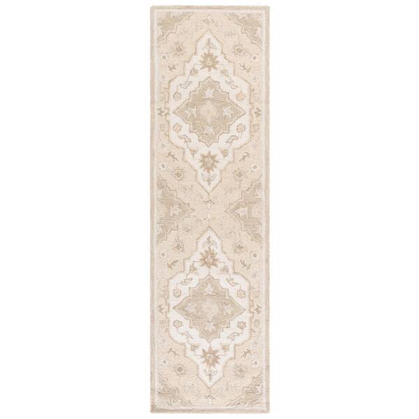 Metro 2 ft. x 8 ft. Beige/Ivory Organic Modern Floral Medallion Runner Rug