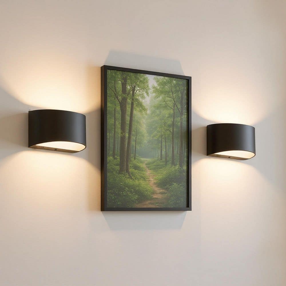 2-Pack Modern Curved LED Wall Sconce, Black Rectangular Indoor Wall Light, 6W, 3000K–6000K Ajustable White price history on PriceWatchPro