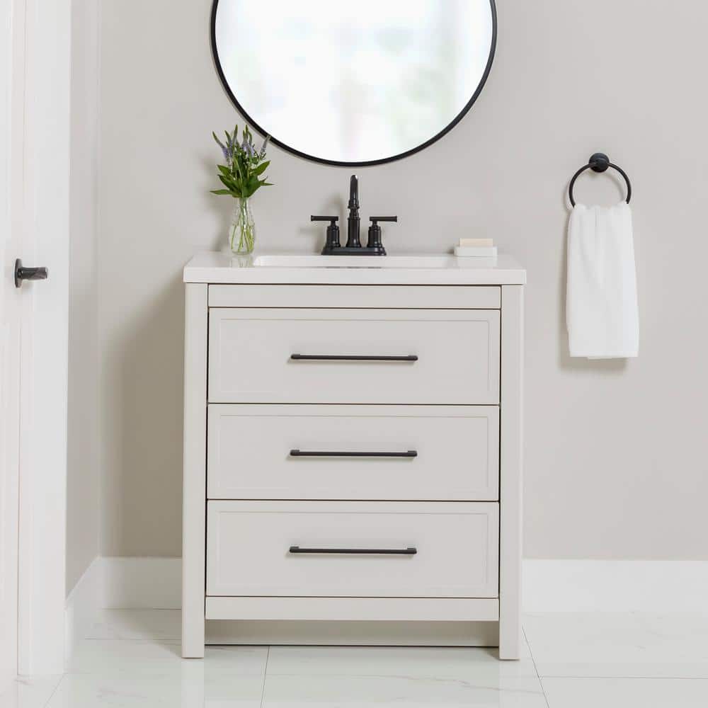 Hailey 31 in. Single Sink Soft Beige Bath Vanity with White Cultured Marble