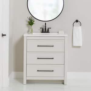 Hailey 31 in. W x 19 in. D x 35 in. H Single Sink Freestanding Bath Vanity in Soft Beige with White Cultured Marble Top