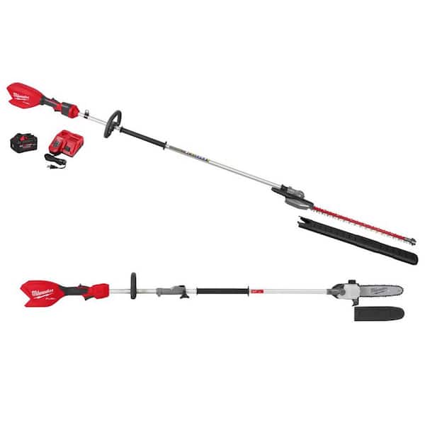 M18 FUEL 18V 24 in. Brushless Cordless Extended Pole Articulating Hedge Trimmer Kit w M18 10 in. Pole Saw w/ QUIK-LOK