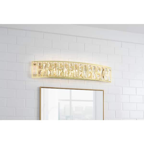 Home Decorators Collection Kristella 7-Light Soft Gold Bathroom Vanity Light with Clear Glass