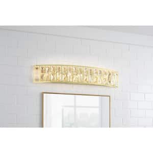 Kristella 7-Light Soft Gold Bathroom Vanity Light with Clear Glass