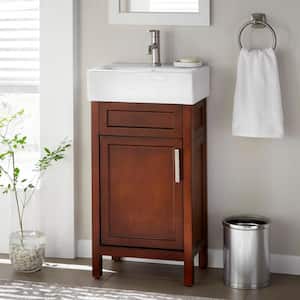 Arvesen 18 in. W x 12 in. D Vanity in Tobacco with Ceramic Vanity Top in White with White Sink