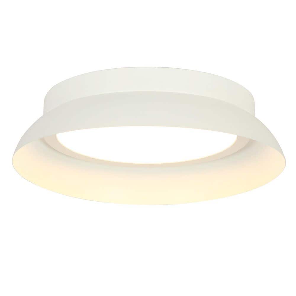 15.4 in. Bowl Modern Minimalist Matte White Integrated LED Flush Mount with 5CCT price history on PriceWatchPro