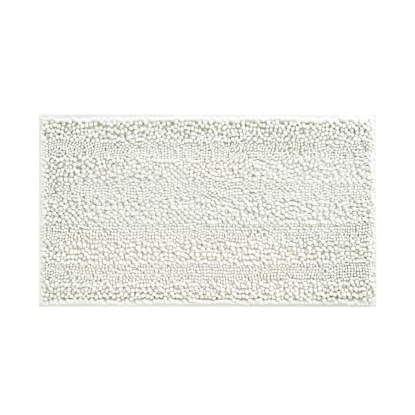 Laura Ashley Astor Chenille 17 in. x 24 in. Off-White Polyester Non-Slip Rectangle Bath Mat