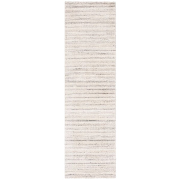 Mirage 2 ft. x 8 ft. Ivory/Gray Striped Marle Runner Rug
