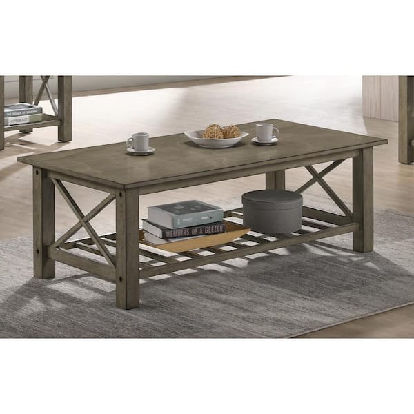 NEW CLASSIC HOME FURNISHINGS New Classic Furniture Vesta 47 in. Gray Rectangle Wood Coffee Table with 1 Shelf